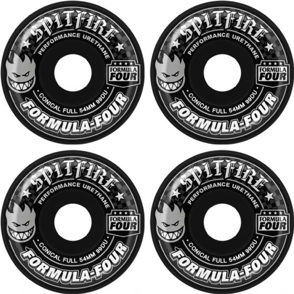 Spitfire Wheels Formula Four Conical full Black Skateboard Wheels - 54mm 99a (Set of 4)
