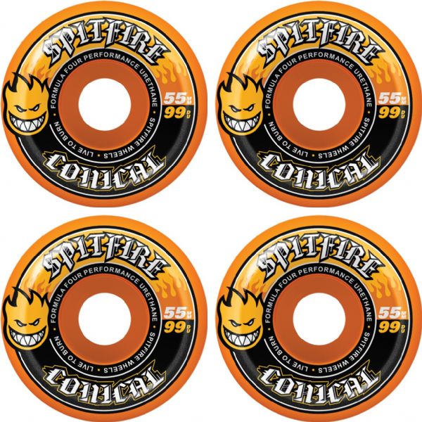 Spitfire Wheels Formula Four Conical Orange Skateboard Wheels - 55mm 99a (Set of 4) Spitfire Wheels Formula Four Conical Orange Skateboard Wheels - 55mm 99a (Set of 4)