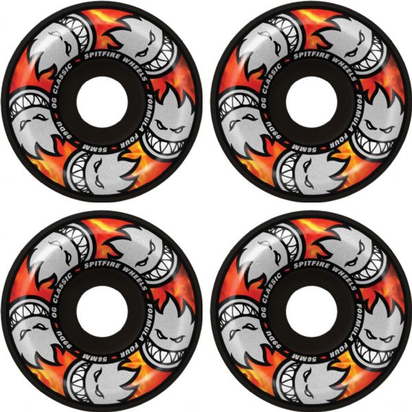 Spitfire Wheels Formula Four OG Classic Multiball Black Skateboard Wheels - 56mm 99a (Set of 4)