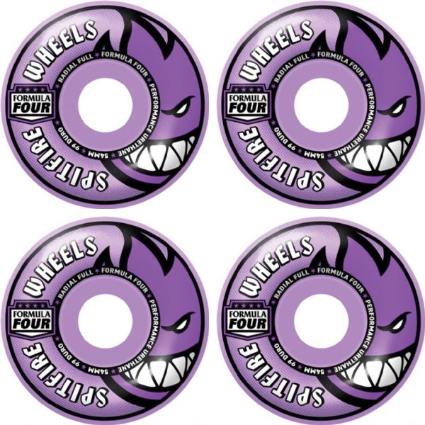 Spitfire Wheels Formula Four Radial Full Light Purple Skateboard Wheels - 54mm 99a (Set of 4)