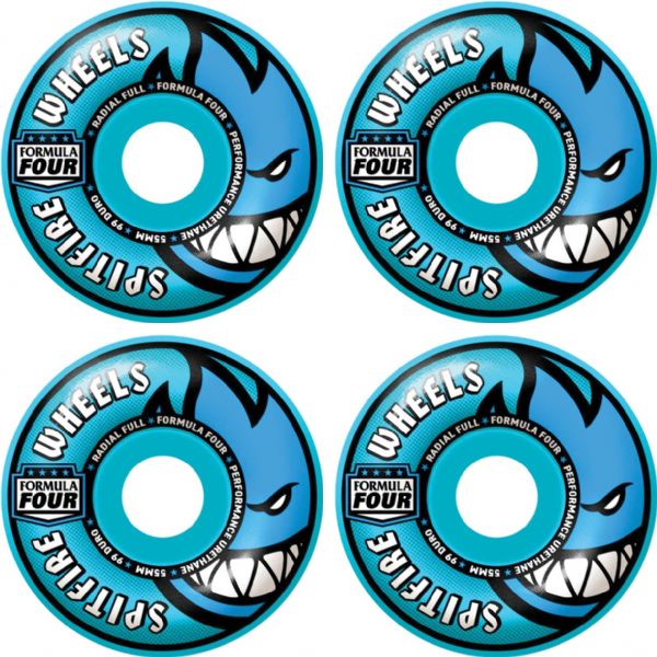 Spitfire Wheels Formula Four Radial Full Light Blue Skateboard Wheels - 55mm 99a (Set of 4)