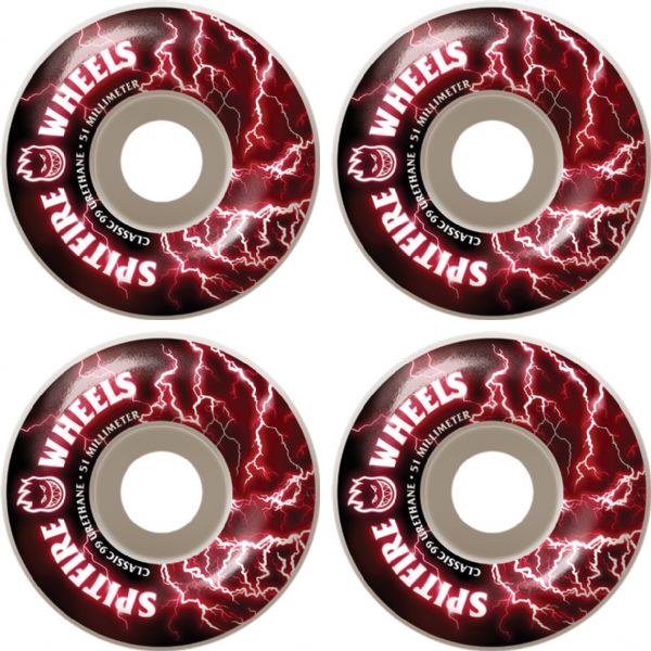 Spitfire Wheels Firebolt White / Red Skateboard Wheels - 51mm 99a (Set of 4)