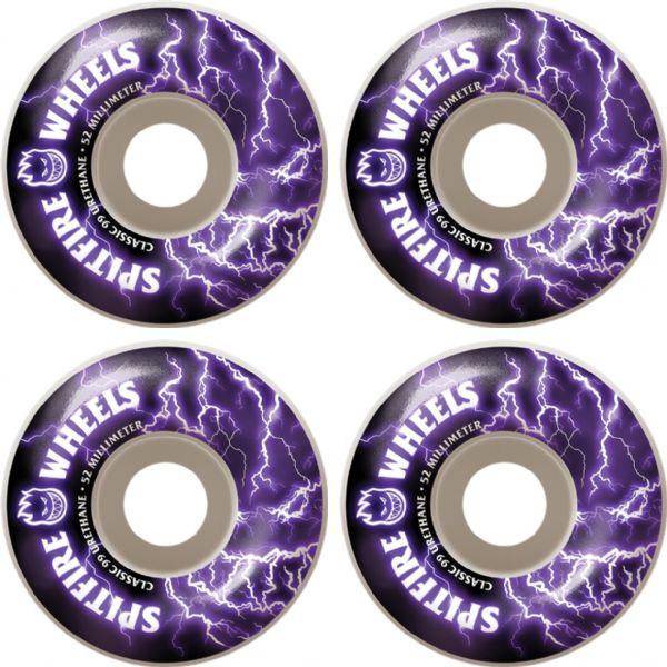 Spitfire Wheels Firebolt White / Purple Skateboard Wheels - 52mm 99a (Set of 4)