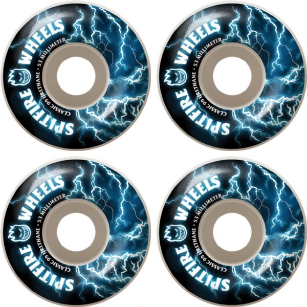 Spitfire Wheels Firebolt White / Blue Skateboard Wheels - 53mm 99a (Set of 4)