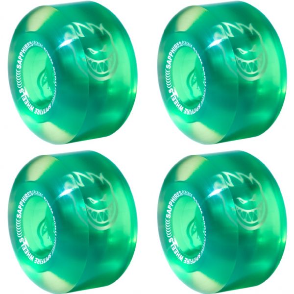 Spitfire Wheels Sapphire 90DU Clear / Green Skateboard Wheels - 53mm 90a (Set of 4)