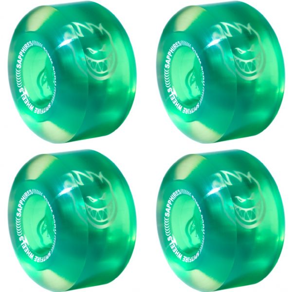 Spitfire Wheels Sapphire Cruiser Clear / Green Skateboard Wheels - 53mm 90a (Set of 4)