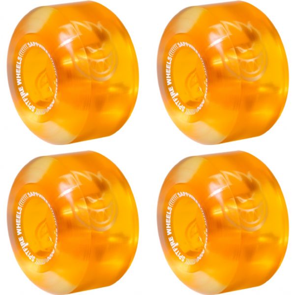 Spitfire Wheels Sapphire 90DU Clear / Orange Skateboard Wheels - 54mm 90a (Set of 4)