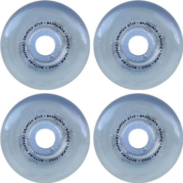 Spitfire Wheels Sapphire 90DU Grimple Dust Clear / Silver Skateboard Wheels - 58mm 90a (Set of 4)