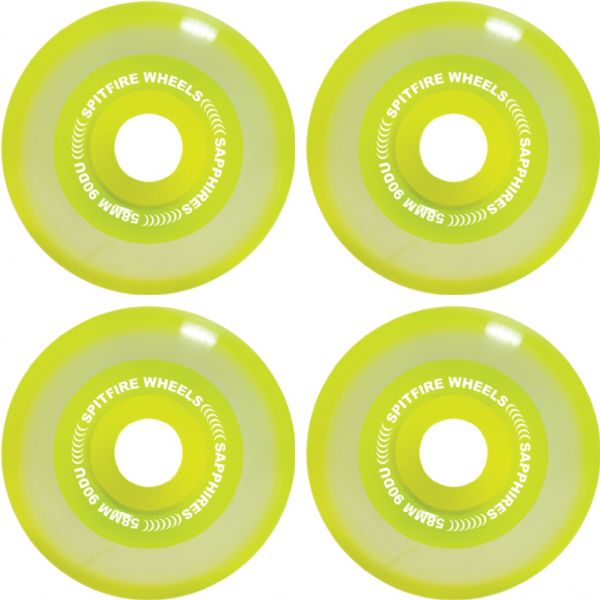 Spitfire Wheels Sapphire 90DU Conical Full Neon Yellow Skateboard Wheels - 58mm 90a (Set of 4)