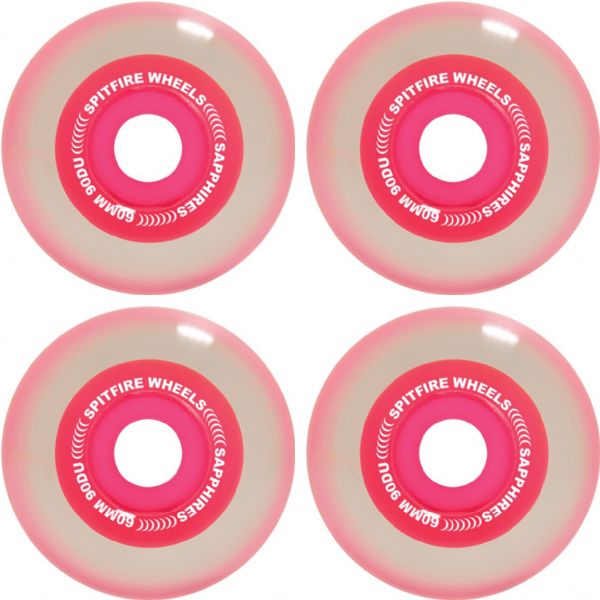 Spitfire Wheels Sapphire 90DU Conical Full Neon Pink Skateboard Wheels - 60mm 90a (Set of 4)