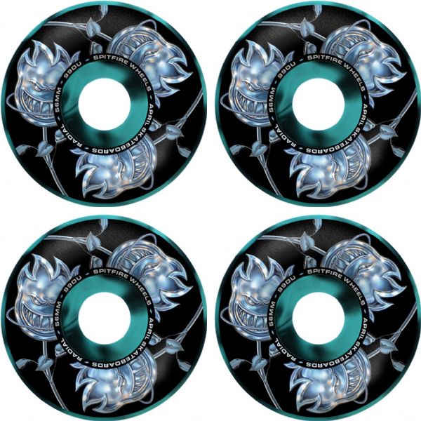 Spitfire Wheels Formula Four Radial Bighead Rose Black / Blue Swirl Skateboard Wheels - 56mm 99a (Set of 4) Spitfire Wheels Formula Four Radial Bighead Rose Black / Blue Swirl Skateboard Wheels - 56mm 99a (Set of 4)