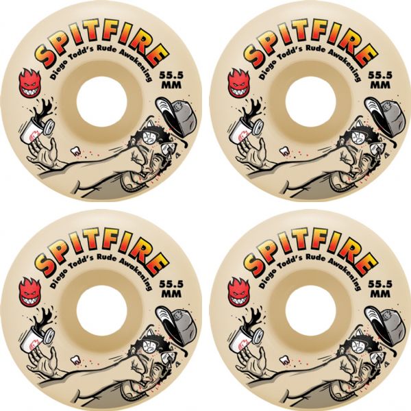 Spitfire Wheels Diego Todd Formula Four Rude Awakening Skateboard Wheels - 55.5mm 99a (Set of 4)