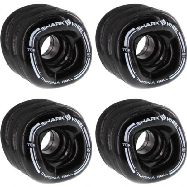 Shark Wheels California Roll Black Skateboard Wheels - 60mm 78a (Set of 4)