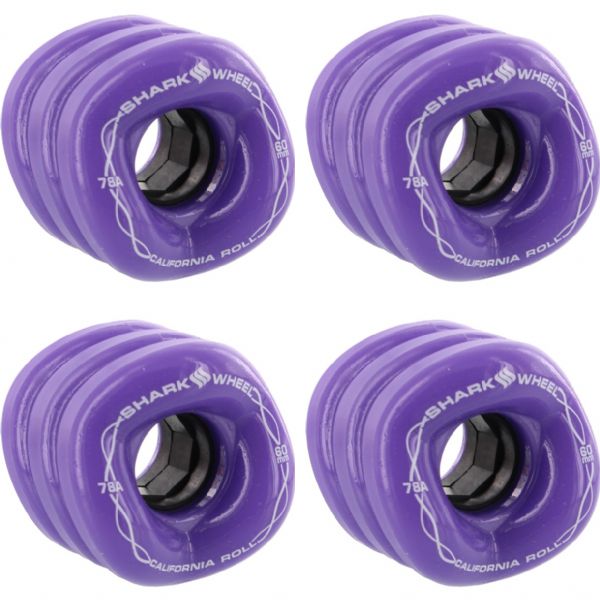 Shark Wheels California Roll Solid Purple Skateboard Wheels - 60mm 78a (Set of 4)