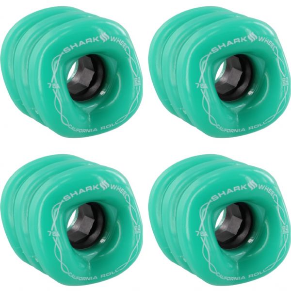 Shark Wheels California Roll Turquoise Skateboard Wheels - 60mm 78a (Set of 4)
