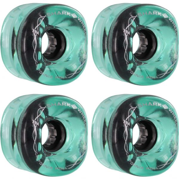 Shark Wheels California Roll Emerald with Black Hubs Skateboard Wheels - 60mm 78a (Set of 4)