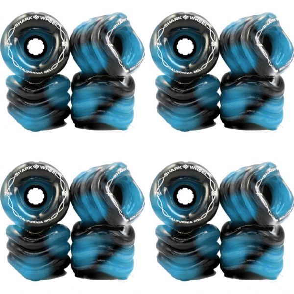 Shark Wheels California Roll Black / Blue Swirl Skateboard Wheels - 60mm 78a (Set of 4)