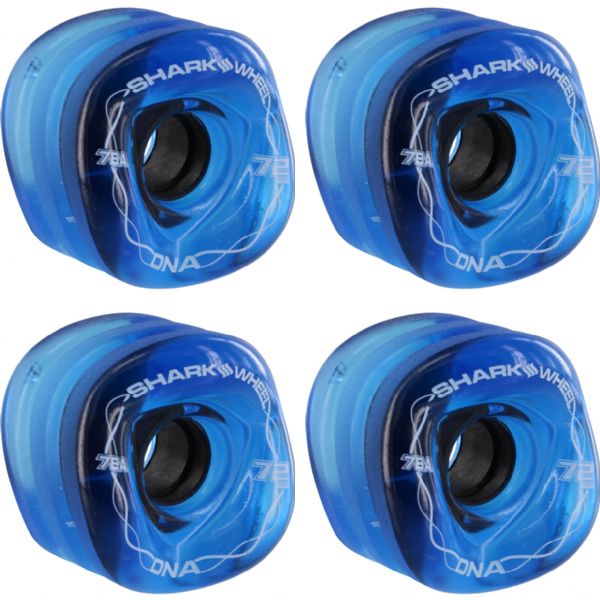 Shark Wheels DNA Transparent Sapphire Skateboard Wheels - 72mm 78a (Set of 4)
