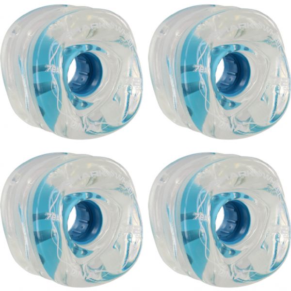 Shark Wheels DNA Clear with Blue Hubs Skateboard Wheels - 72mm 78a (Set of 4) Shark Wheels DNA Clear with Blue Hubs Skateboard Wheels - 72mm 78a (Set of 4)