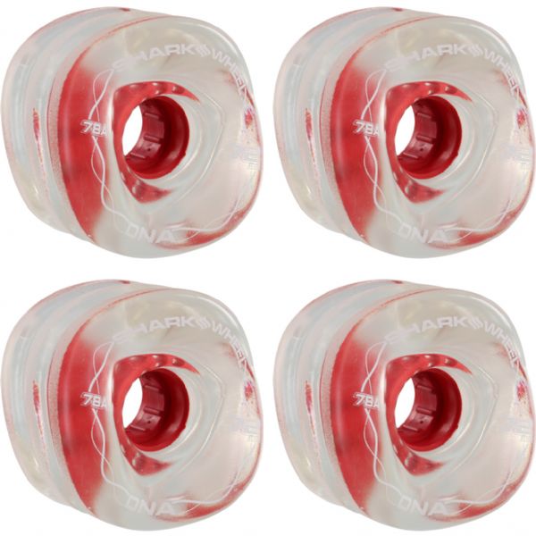 Shark Wheels DNA Clear with Red Hubs Skateboard Wheels - 72mm 78a (Set of 4) Shark Wheels DNA Clear with Red Hubs Skateboard Wheels - 72mm 78a (Set of 4)