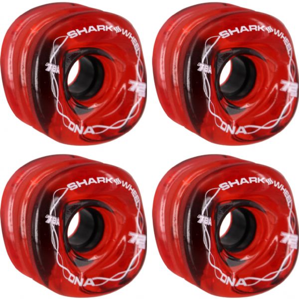 Shark Wheels DNA Transparent Red Skateboard Wheels - 72mm 78a (Set of 4)
