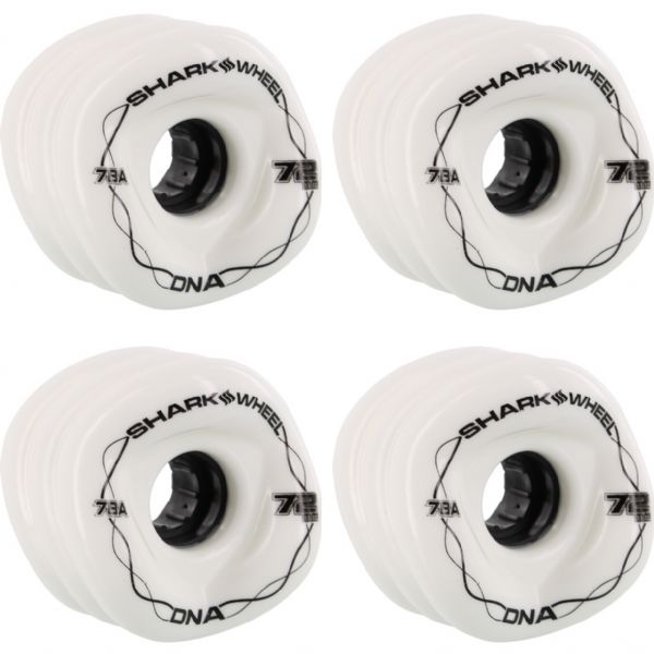 Shark Wheels DNA Solid White / Black Skateboard Wheels - 72mm 78a (Set of 4)