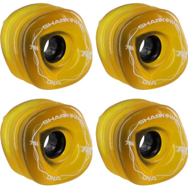 Shark Wheels DNA Transparent Amber Skateboard Wheels - 72mm 78a (Set of 4)