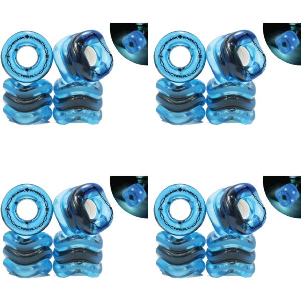 Shark Wheels Firefly Transparent Blue with Blue Lights Skateboard Wheels - 60mm 78a (Set of 4) Shark Wheels Firefly Transparent Blue with Blue Lights Skateboard Wheels - 60mm 78a (Set of 4)