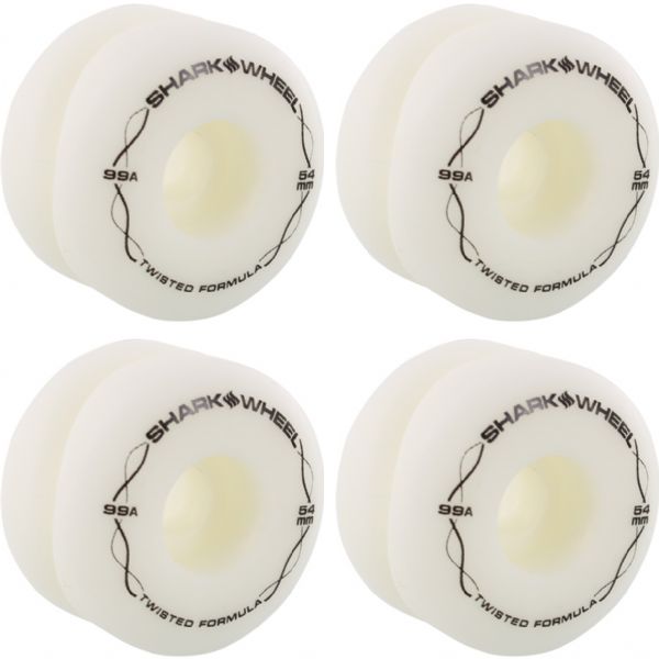 Shark Wheels Twisted White Skateboard Wheels - 54mm 99a (Set of 4)