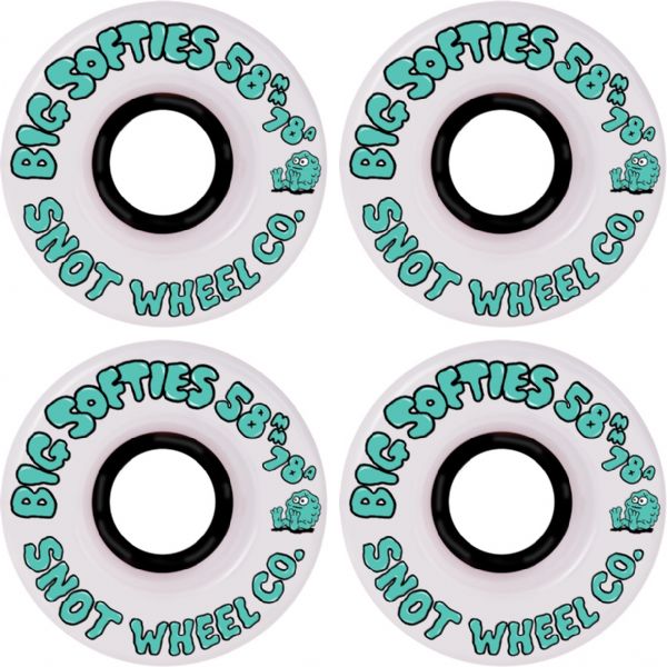 Snot Wheel Co. Big Softies White Skateboard Wheels - 58mm 78a (Set of 4)