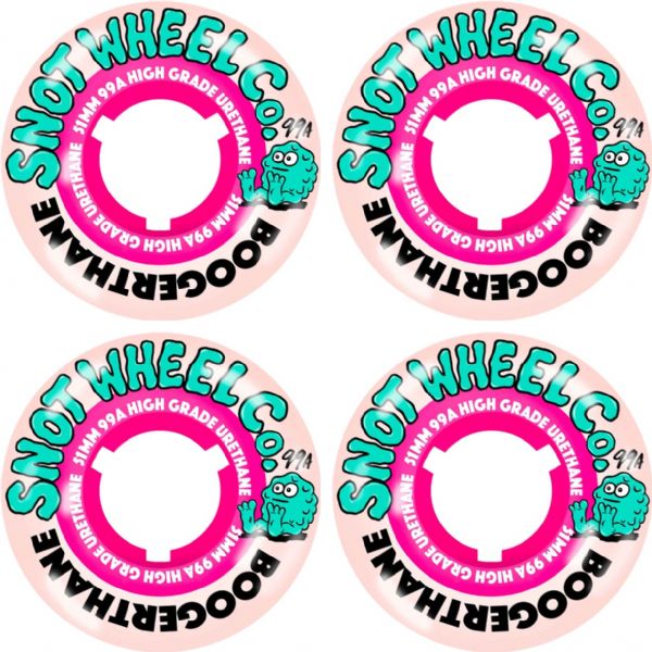 Snot Wheel Co. Boogerthane Team Natural / Pink Skateboard Wheels - 51mm 99a (Set of 4)