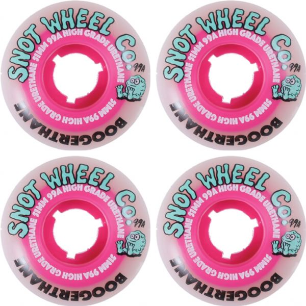 Snot Wheel Co. Boogerthane White / Orange Skateboard Wheels - 52mm 99a (Set of 4)