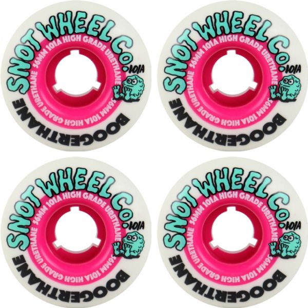 Snot Wheel Co. Boogerthane Team White / Pink Skateboard Wheels - 56mm 101a (Set of 4)