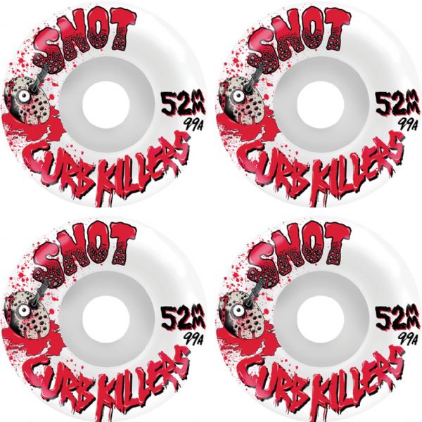Snot Wheel Co. Curb Killer Conical White Skateboard Wheels - 52mm 99a (Set of 4)