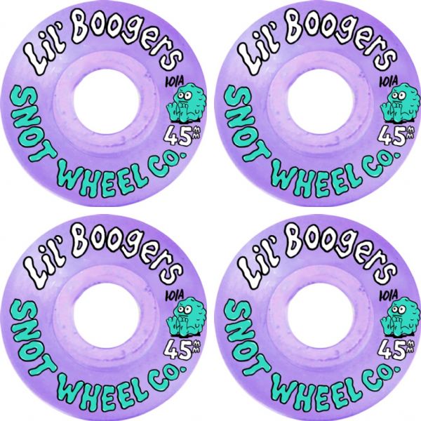 Snot Wheel Co. Lil Boogers Clear Purple Skateboard Wheels - 45mm 101a (Set of 4)