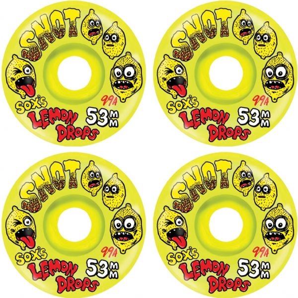 Snot Wheel Co. Lemon Drops Conical Yellow Skateboard Wheels - 53mm 99a (Set of 4)