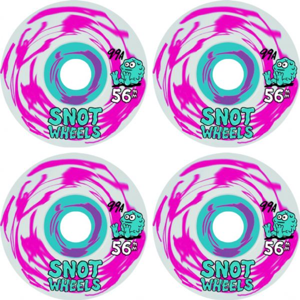 Snot Wheel Co. Swirls Pink / White Skateboard Wheels - 56mm 99a (Set of 4)