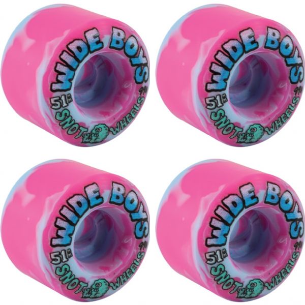 Snot Wheel Co. Wide Boys Ice / Pink Swirl Skateboard Wheels - 51mm 99a (Set of 4)