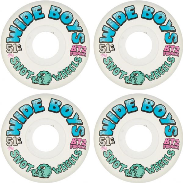 Snot Wheel Co. Wide Boys Clear / Blue Skateboard Wheels - 51mm 99a (Set of 4)