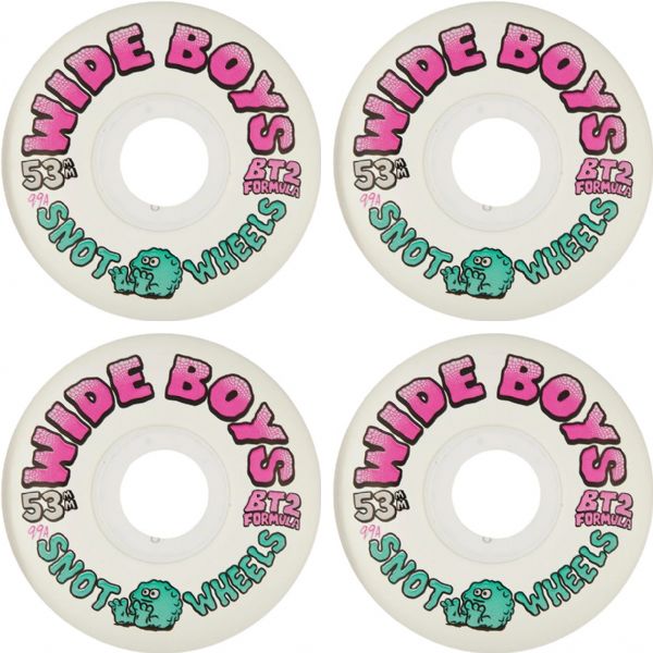 Snot Wheel Co. Wide Boys Clear / Pink Skateboard Wheels - 53mm 99a (Set of 4)