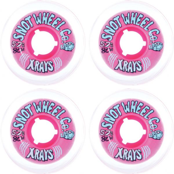 Snot Wheel Co. X-Rays Clear / Pink Skateboard Wheels - 57mm 80a (Set of 4)