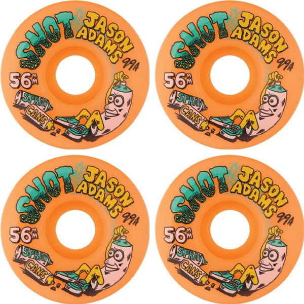 Snot Wheel Co. Jason Adams Spray Cans Conical Neon Orange Skateboard Wheels - 56mm 99a (Set of 4)