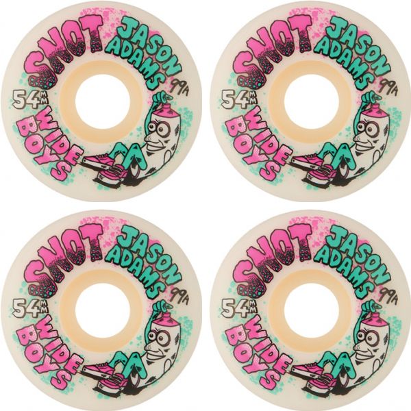 Snot Wheel Co. Jason Adams Wide Boys White Skateboard Wheels - 54mm 99a (Set of 4)