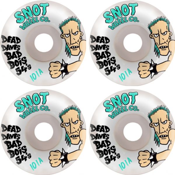 Snot Wheel Co. Dead Dave Bad Boi's White Skateboard Wheels - 54mm 100a (Set of 4)