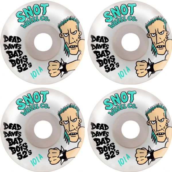 Snot Wheel Co. Dead Dave Dead Boi's White Skateboard Wheels - 52mm 101a (Set of 4)