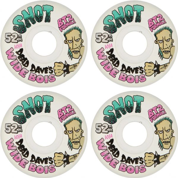 Snot Wheel Co. Dead Dave Wide Boys Clear Skateboard Wheels - 52mm 101a (Set of 4)