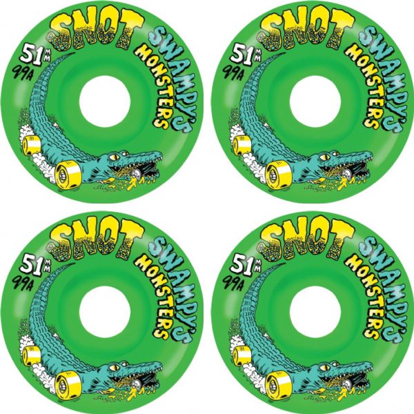 Snot Wheel Co. Swampy Monsters Classic Green Skateboard Wheels - 51mm 99a (Set of 4)