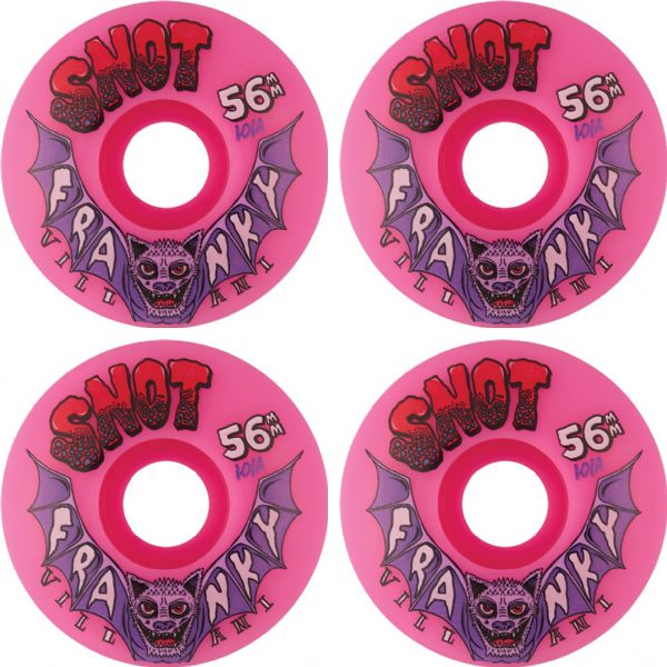 Snot Wheel Co. Franky Villani Classic Neon Pink Skateboard Wheels - 56mm 101a (Set of 4)