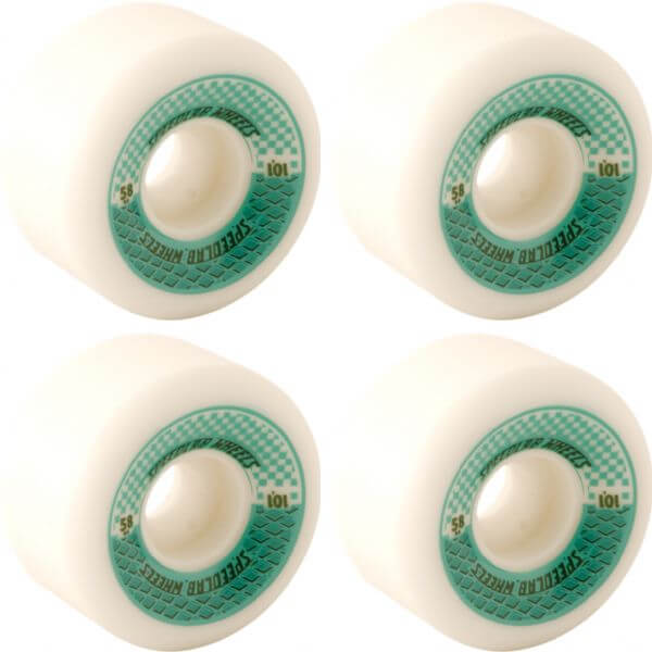 Speedlab Wheels Checkmates White / Teal Skateboard Wheels - 58mm 101a (Set of 4)