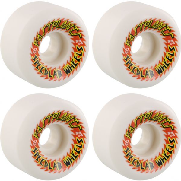 Speedlab Wheels Fastplants White Skateboard Wheels - 53mm 99a (Set of 4)